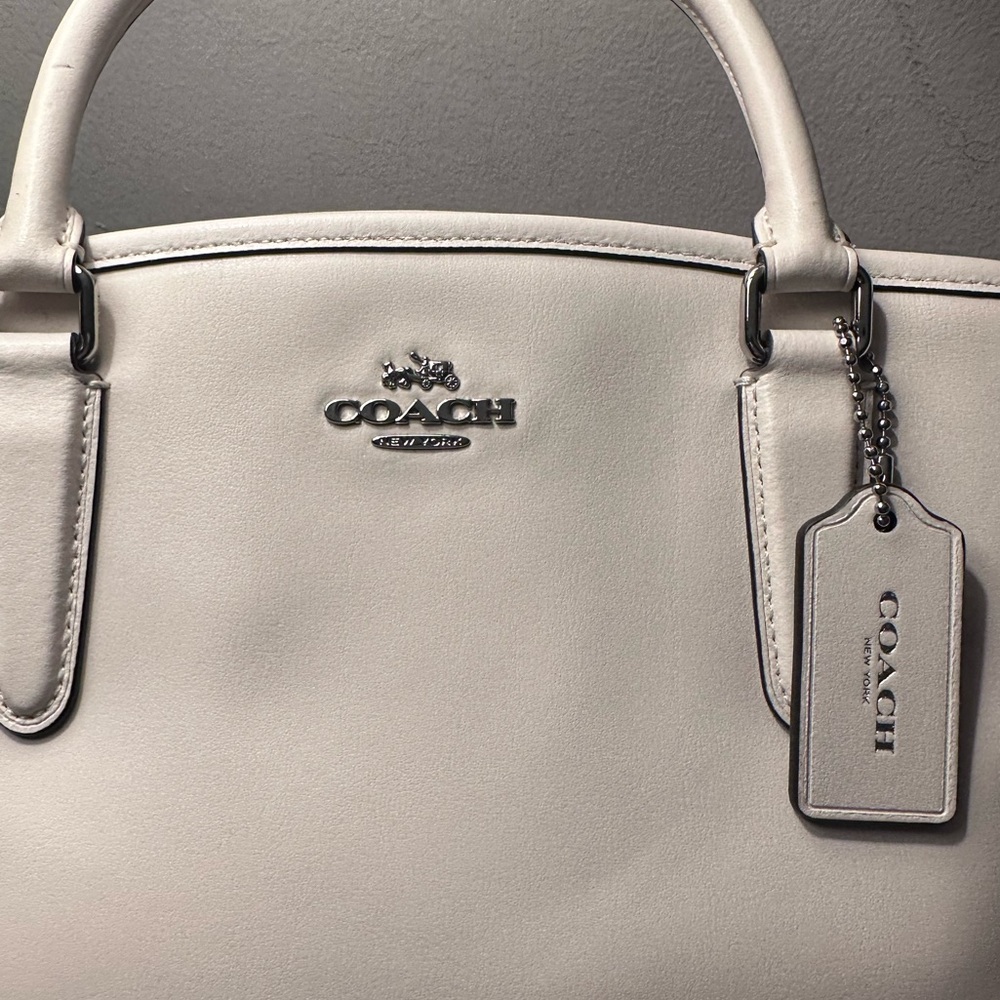 Coach Margo Chalk White with Pink Floral Detail Satchel Crossbody Bag - Picture 7 of 11